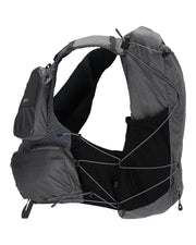 Smoke fishing vest with side pockets, adjustable straps, and hooded back