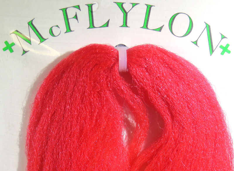 a sample of red mcflylon for tying flies