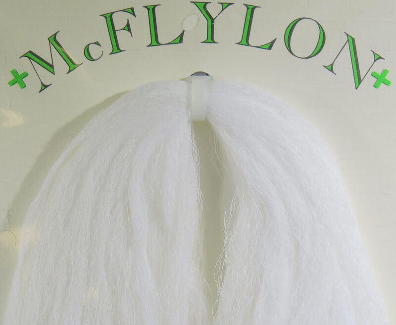 a sample of white mcflylon for tying flies