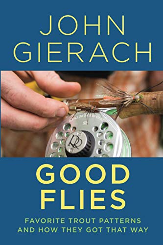 Good Flies by John Gierach book cover with trout fishing fly and green text