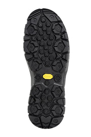 Rubber boot outsole with deep hex tread pattern and yellow traction insert