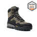 A tan and black Grundens Bankside wading boot laced with black and white laces