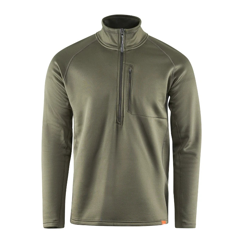 Grundens Grundies thermal 1/2 zip top, olive green, zip pocket