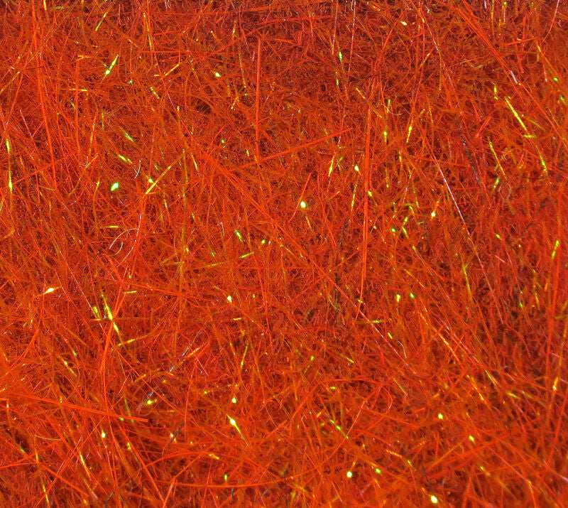 Orange ice dubbing with dense glitter fibers texture
