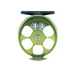 interior of olive cimarron creek fly reel showing two gray pawls