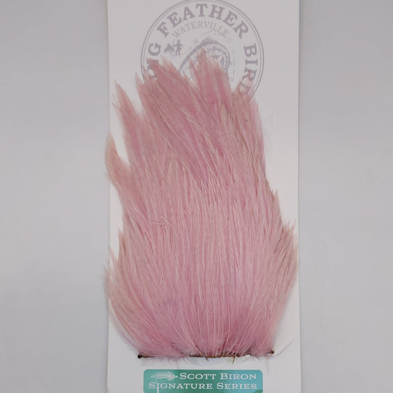 Light pink feather hackle tuft with soft, layered barbs