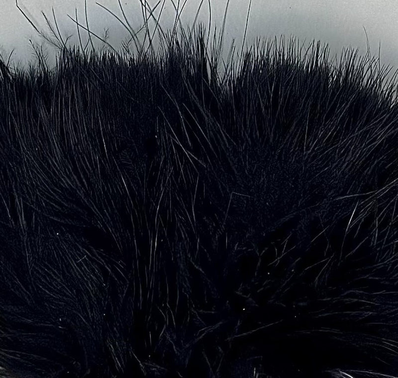 Marabou select plumes in dark black with dense, fluffy feather fibers
