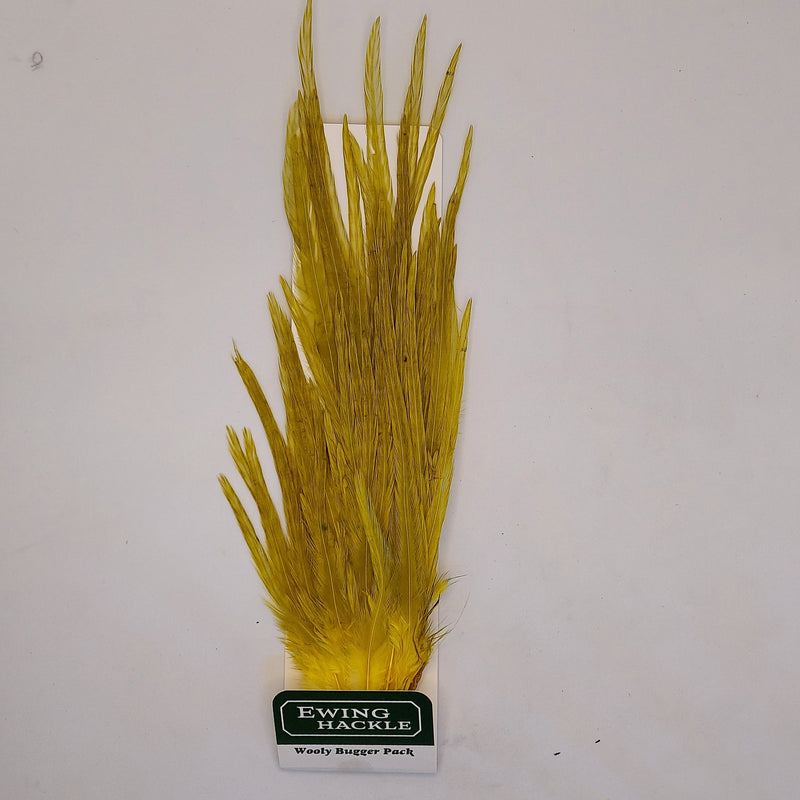 Yellow wooly bugger fly pack with feather tuft