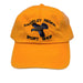 Tangerine orange Adams ball cap with embroidered flying grouse and shop name