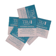 Waterproof zipper lubricant wipe packets, TruZip TRU branding, multiple included