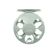 Matte light gray fishing reel with cutout spokes and Cimarron logo on the spool