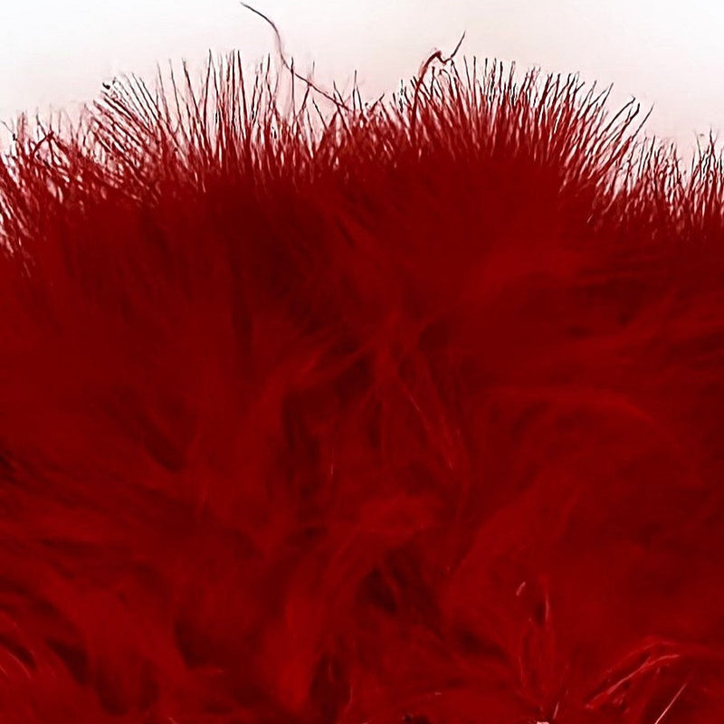 Marabou select plumes in red with dense, fluffy feather fibers