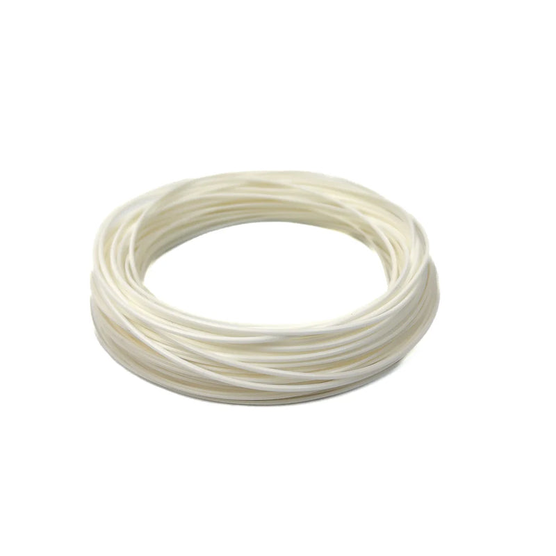 Ivory yarn coil, tightly wound strand on a looped spool