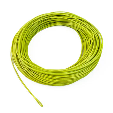 Green coiled cord with a loose end