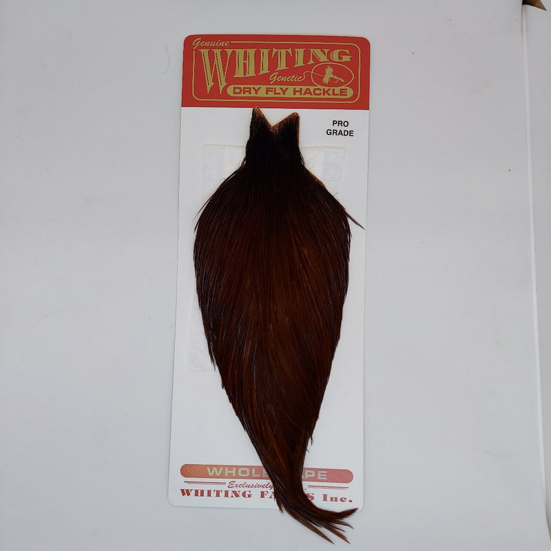 Pro grade dyed cape hackle, dark brown feathered piece