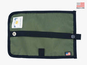Streamer stash interior panel in olive with dark trim and grommet
