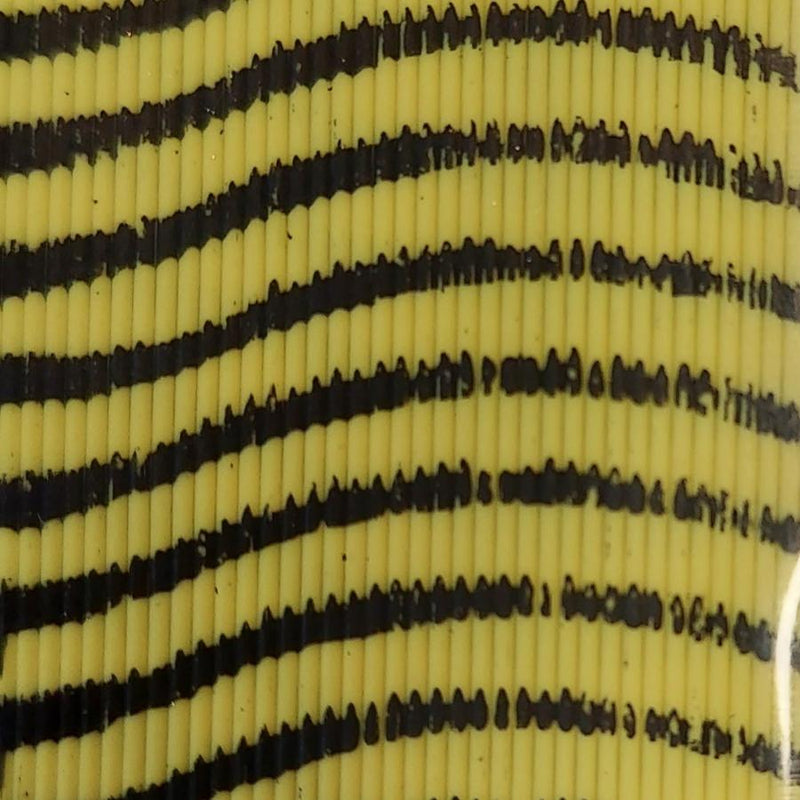 Round rubber strip, yellow with black barred stripes