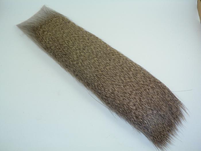 Premo deer hair strips, long olive-brown hair bundles
