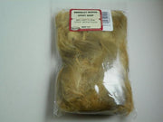 Flank bag in clear plastic with mottled tan and olive mallard feathers