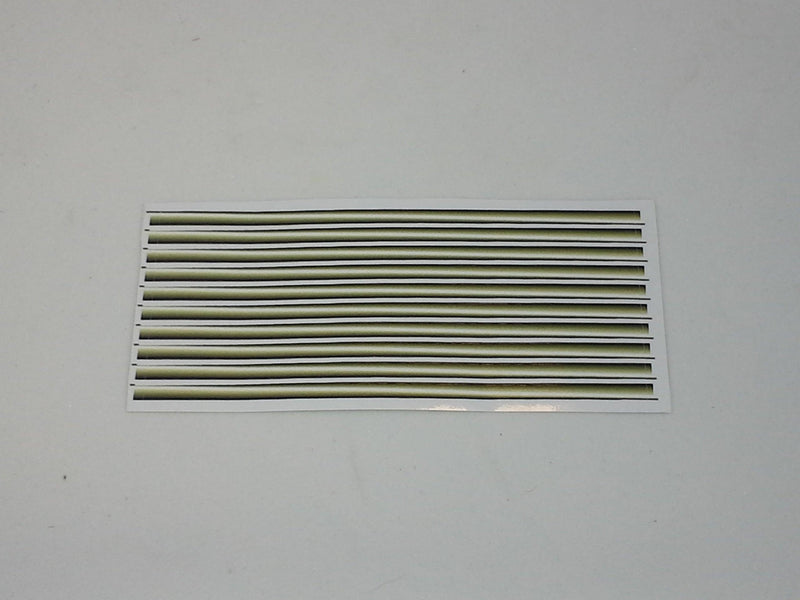Synthetic tapered peacock quill feathers arranged in a row, natural tones