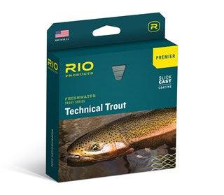 Technical trout fly line retail box, teal packaging with trout artwork