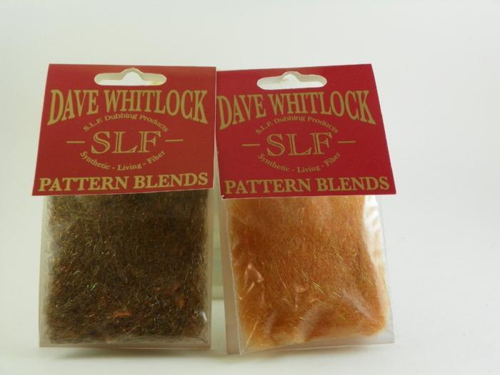 two packages of Dave Whitlock dubbing blends, brown and amber