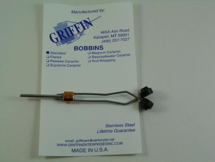 Griffin standard bobbin assembly with metal rod, orange ceramic insulator, and black leads