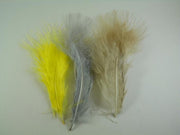 Marabou select plumes bundle with bright yellow, light gray, and tan feathers