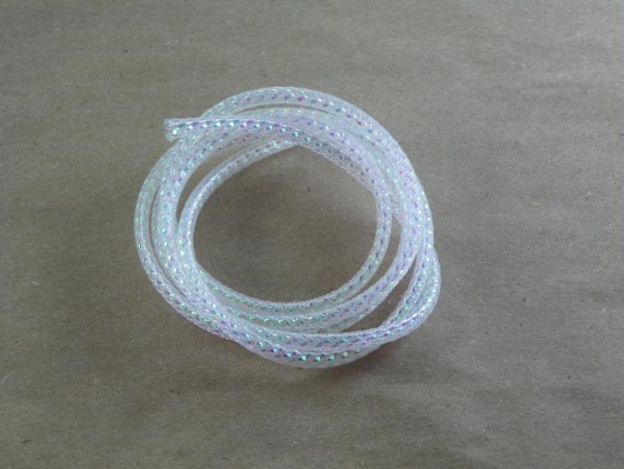 Pearl beaded cord trim, light silver, looped