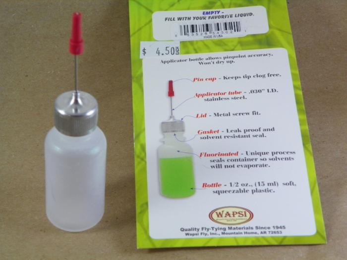 Wapsi applicator bottle with clear squeeze bottle and metal dispensing tip, red cap