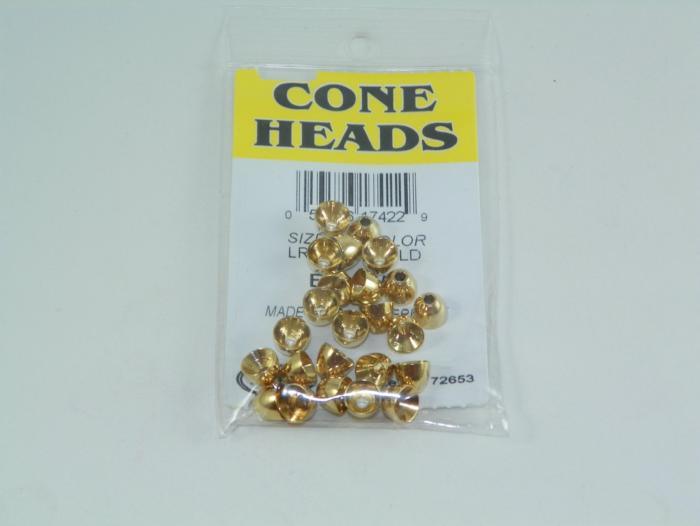 Brass cone head screws, small conical metal tips in a clear packaging bag