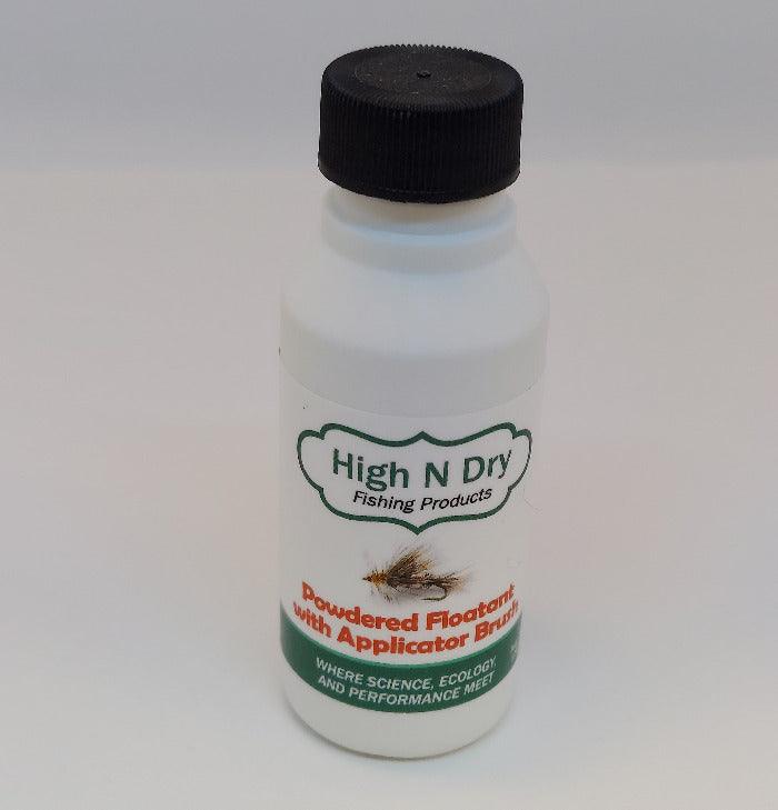 High N Dry powdered floatant bottle with black cap and applicator brush label