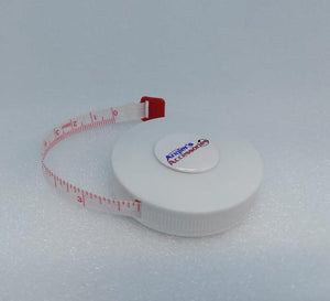 a measuring tape with inches and centimeters marked in red