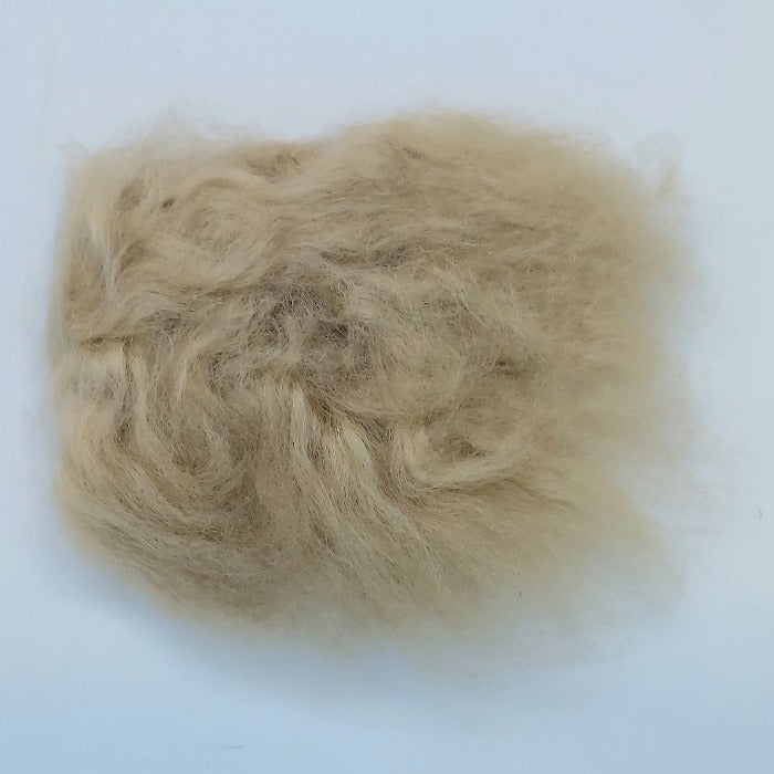 Tan wool tuft with dense shag fibers