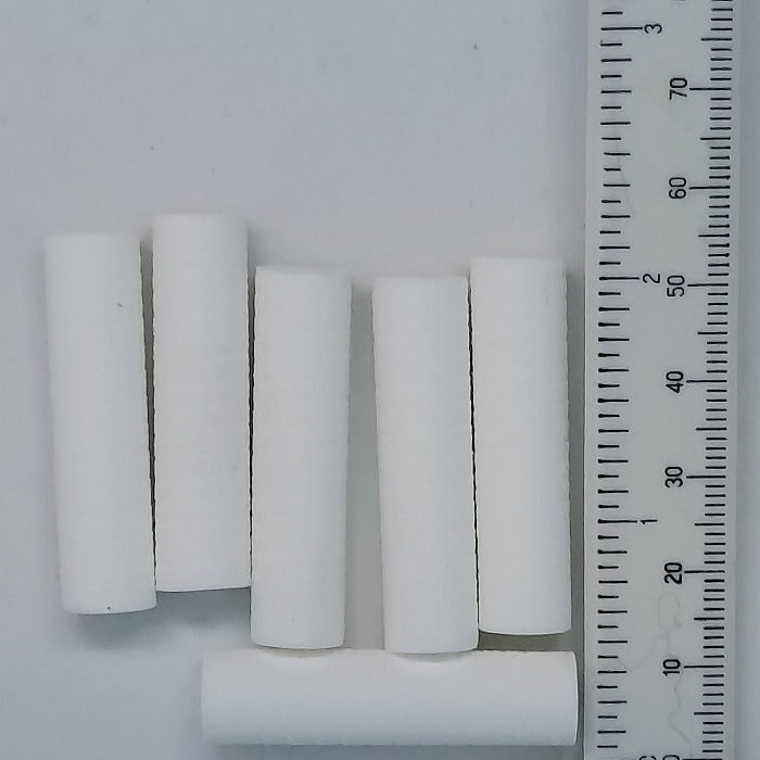 White foam cylinders, dispensing tube style with multiple pieces