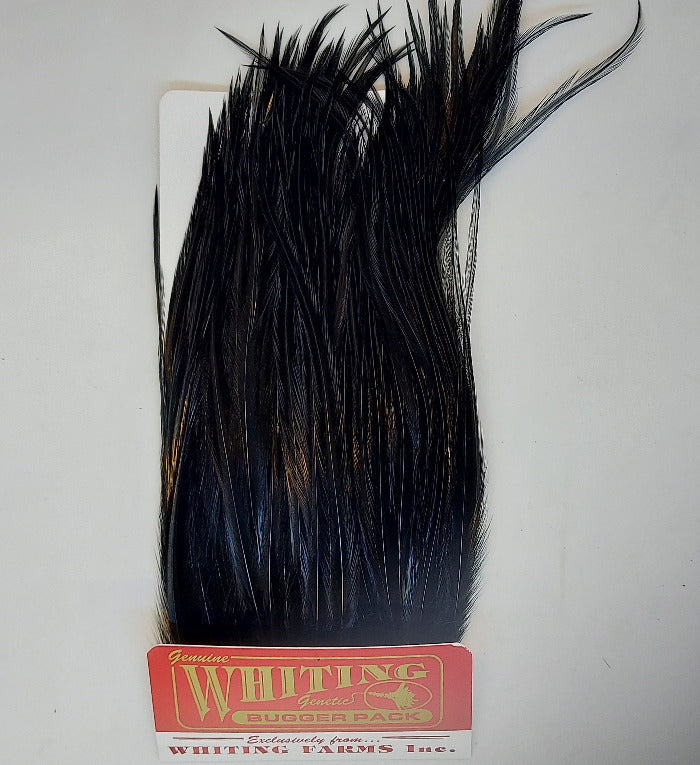 Bugger pack feather bundle, dark black hackle feathers