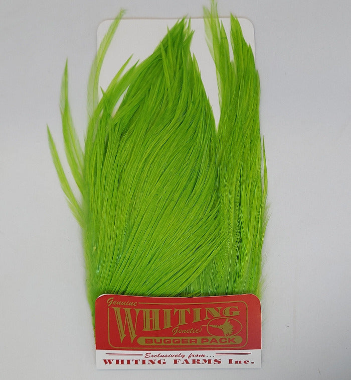 Bugger pack feather bundle, bright green hackle feathers