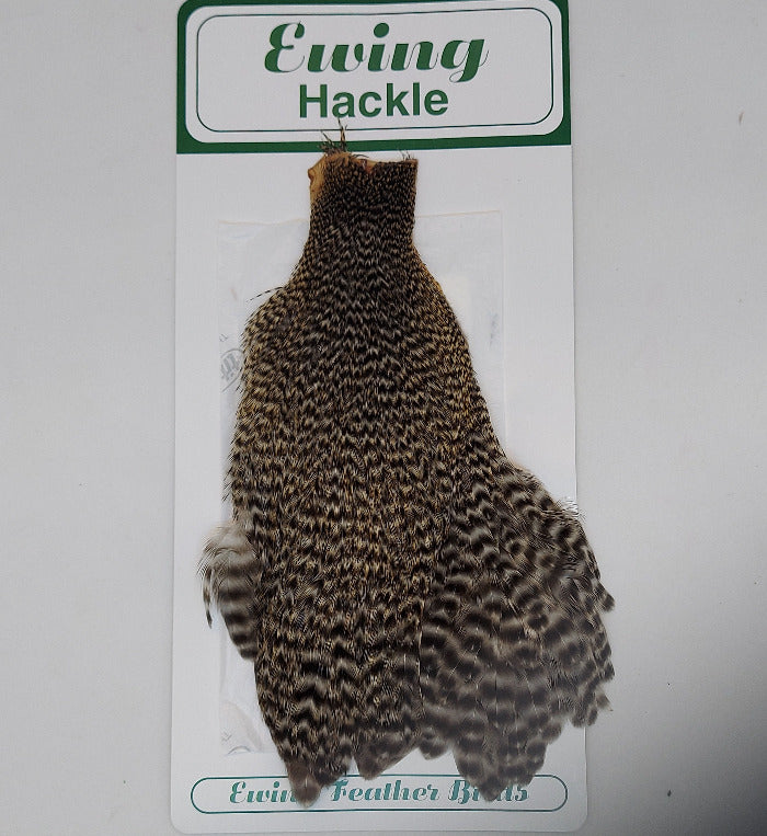 Hen cape feather, Ewing Hackle, speckled dark dun pattern