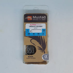 a box of Mustad heritage fly hooks