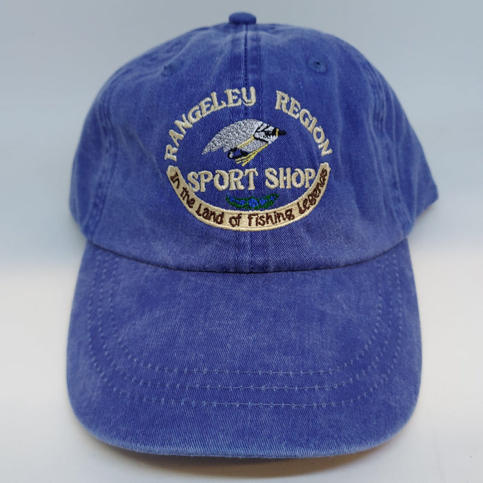 a blue hat with shop logo