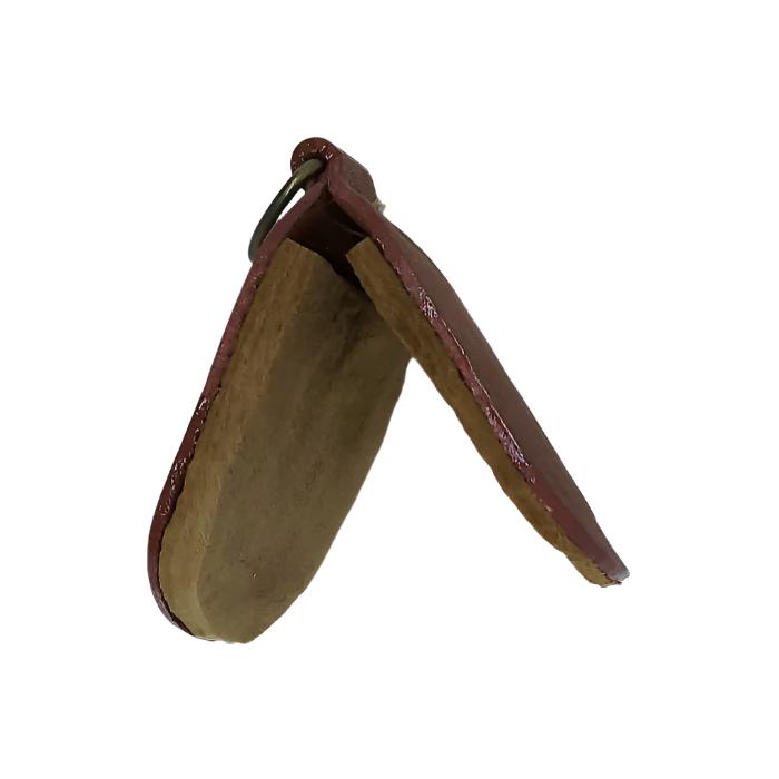 Fly drying patch, open brown pouch with loop handle and suede-like interior