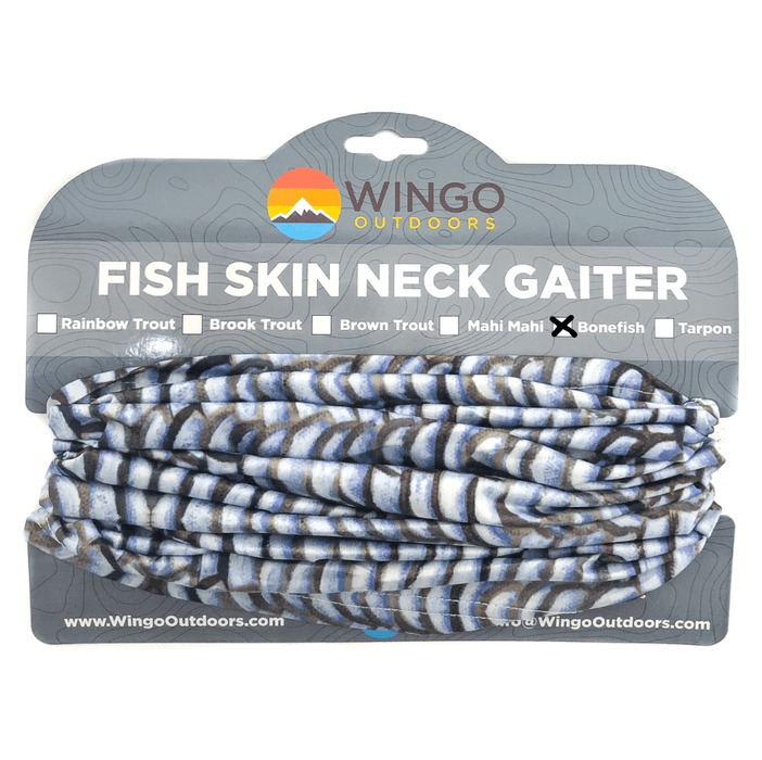 wingo neck gaiter in Bonefish pattern