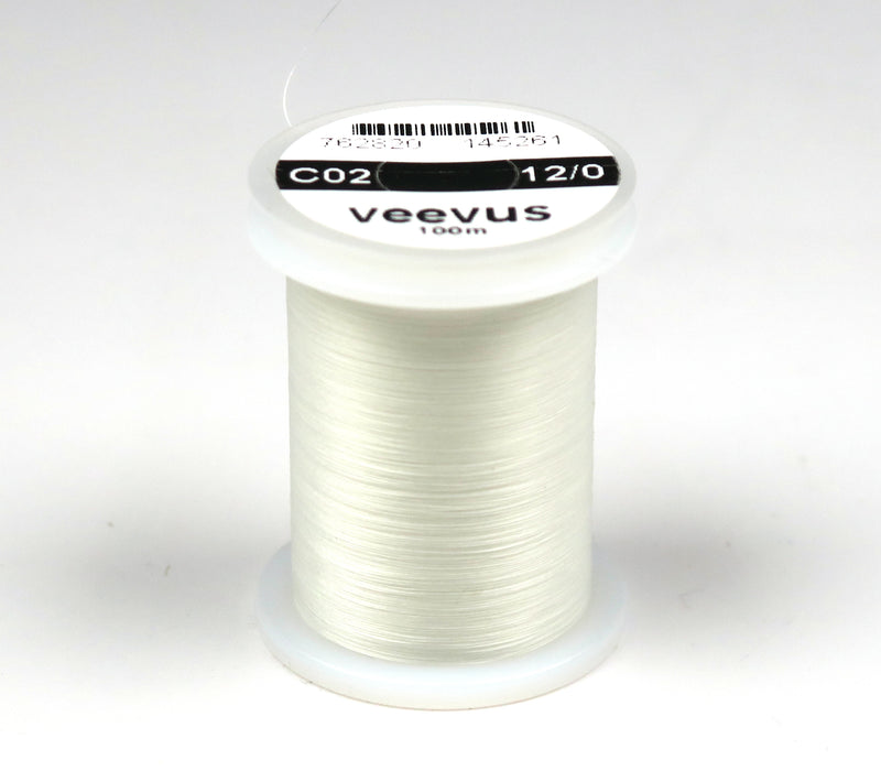 Veevus thread spool, white 12/0 on bobbin with label