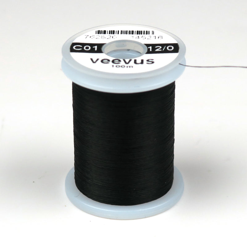 Veevus thread spool, black 12/0 on bobbin with label