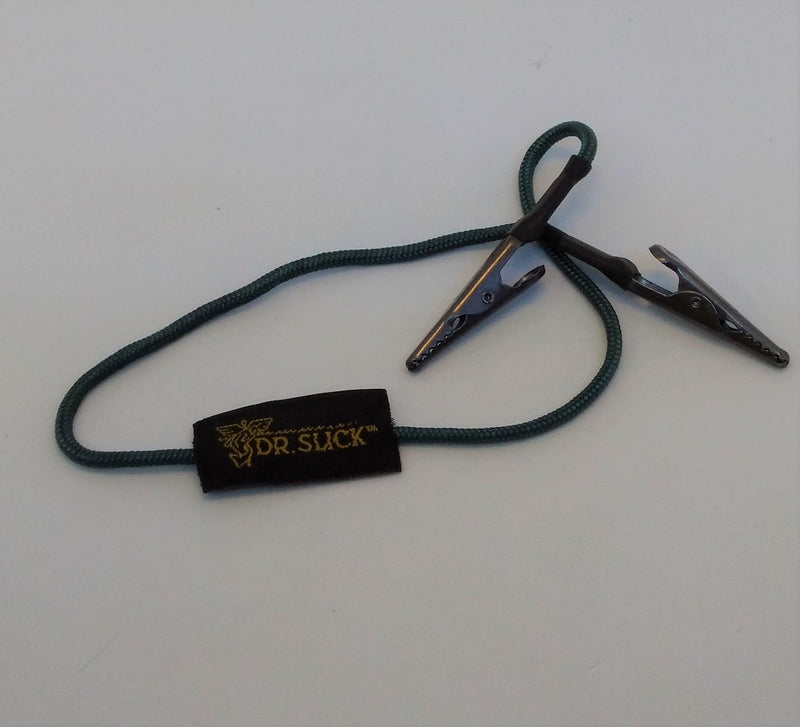 Dr. Slick Hat Keeper with dark cord and two metal clips, adjustable loop strap