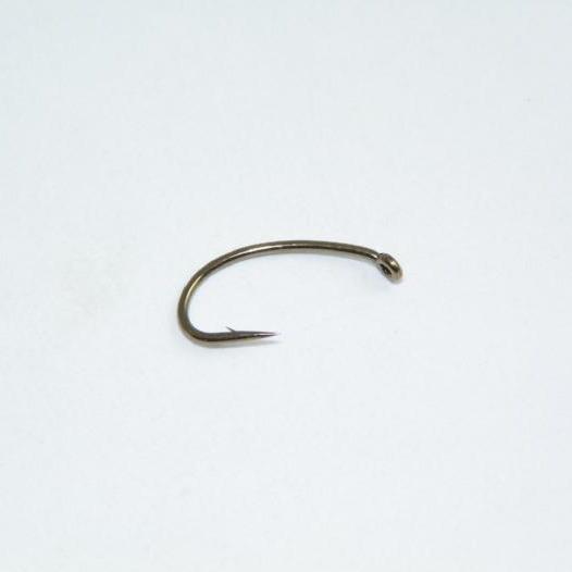 Daiichi curved scud hook, small metal fishing hook with curved shank and barbed point