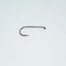 a fly fishing hook with Round bend, Standard shank length, down-eye, forged bronze used for Traditional dry flies