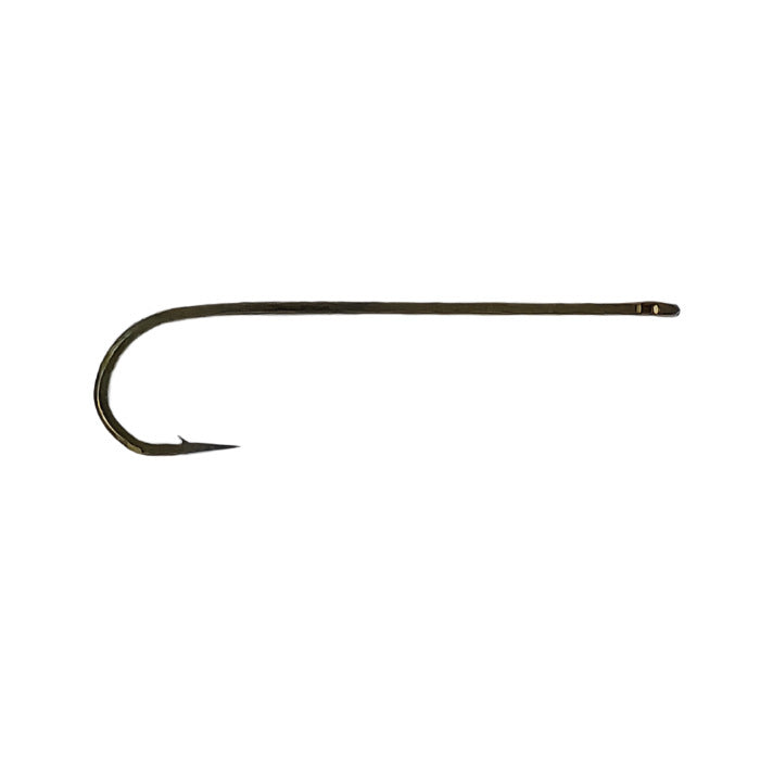 Daiichi streamer hook with straight eye, dark metal.