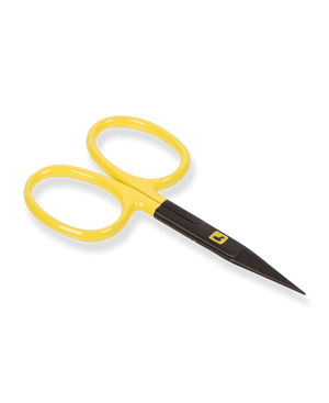 black Loon tying scissors with large yellow loop handles