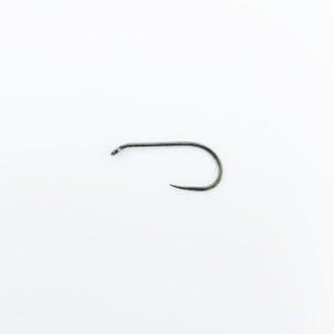 Firehole Sticks barbless dry fly hook, curved dark metal, no barb